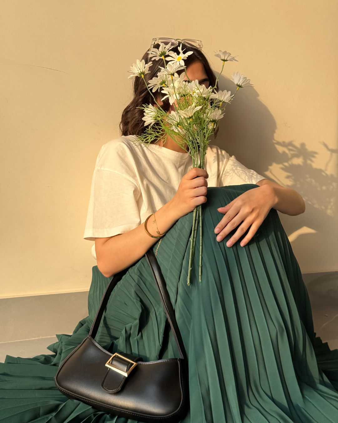 Lavender buckle shoulder bag