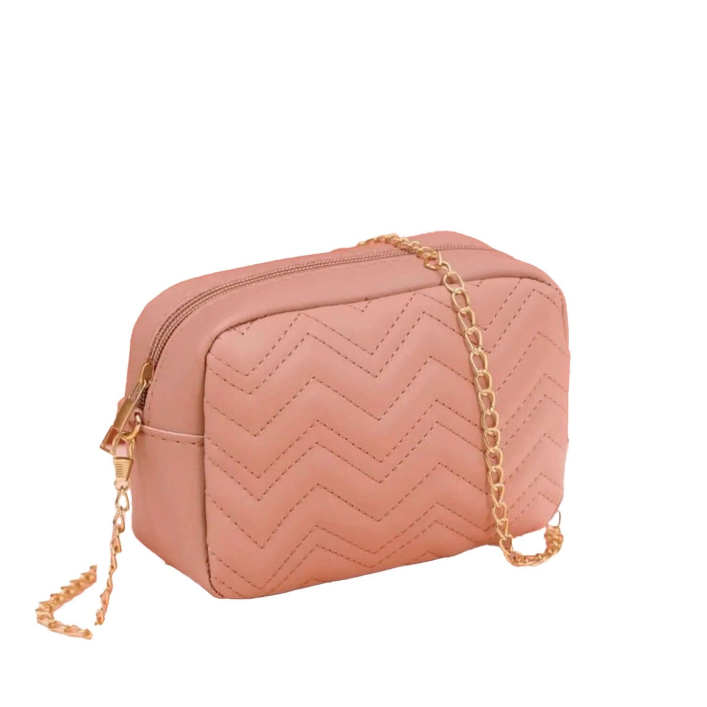 Pink quilted crossbody bag