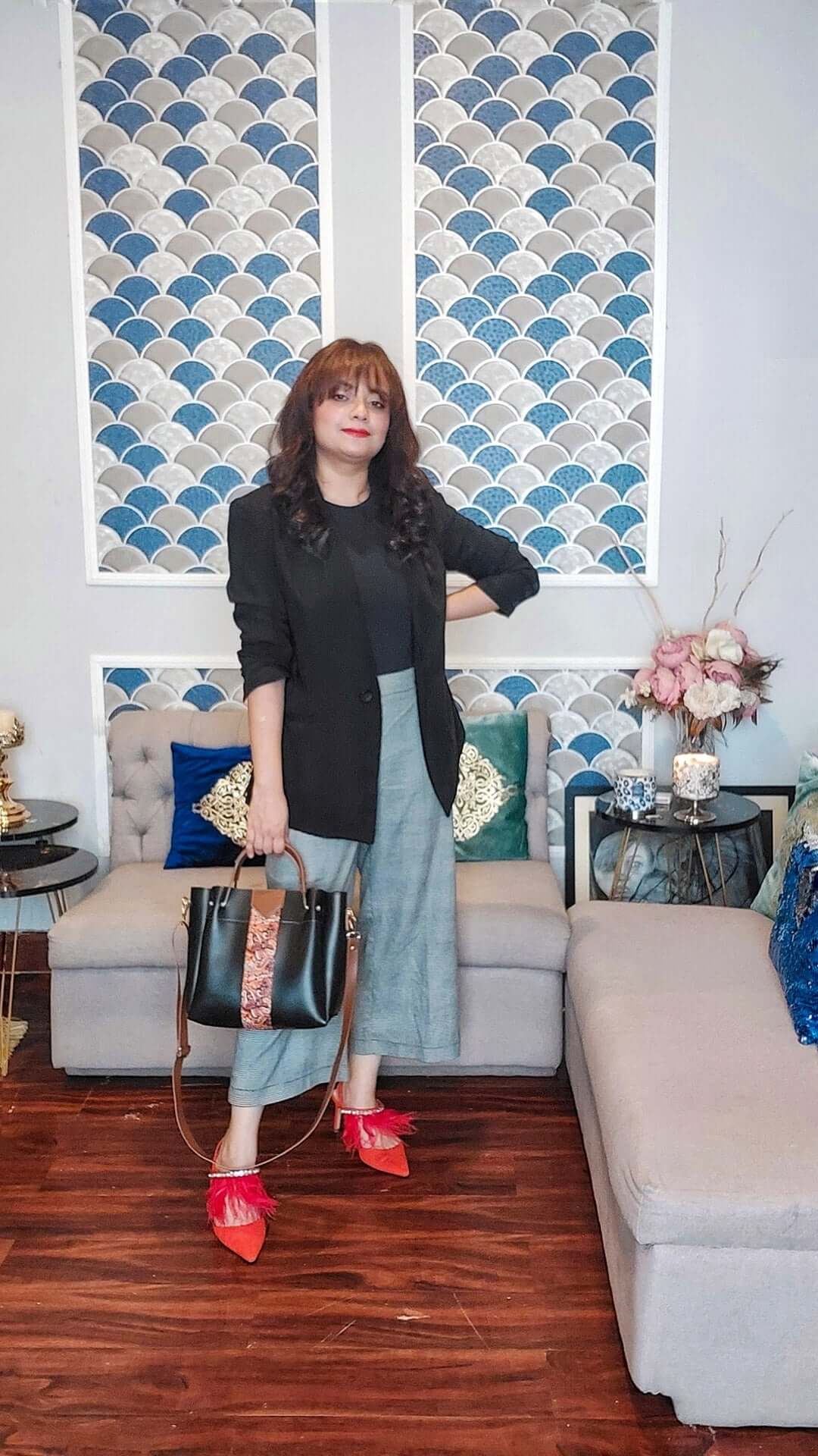 Black tote bag with crossbody purse and clutch