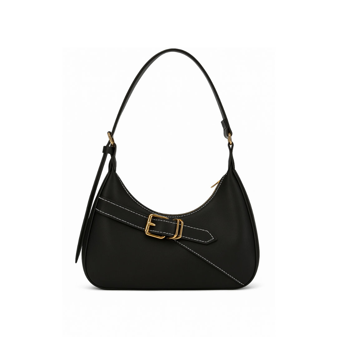 shoulder bag with gold buckle