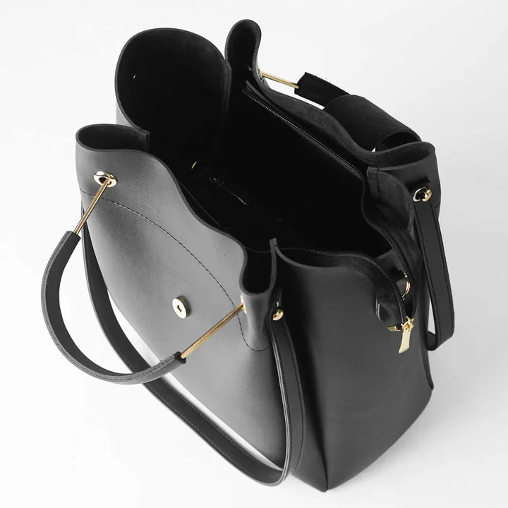 Elegant black tote and purse set