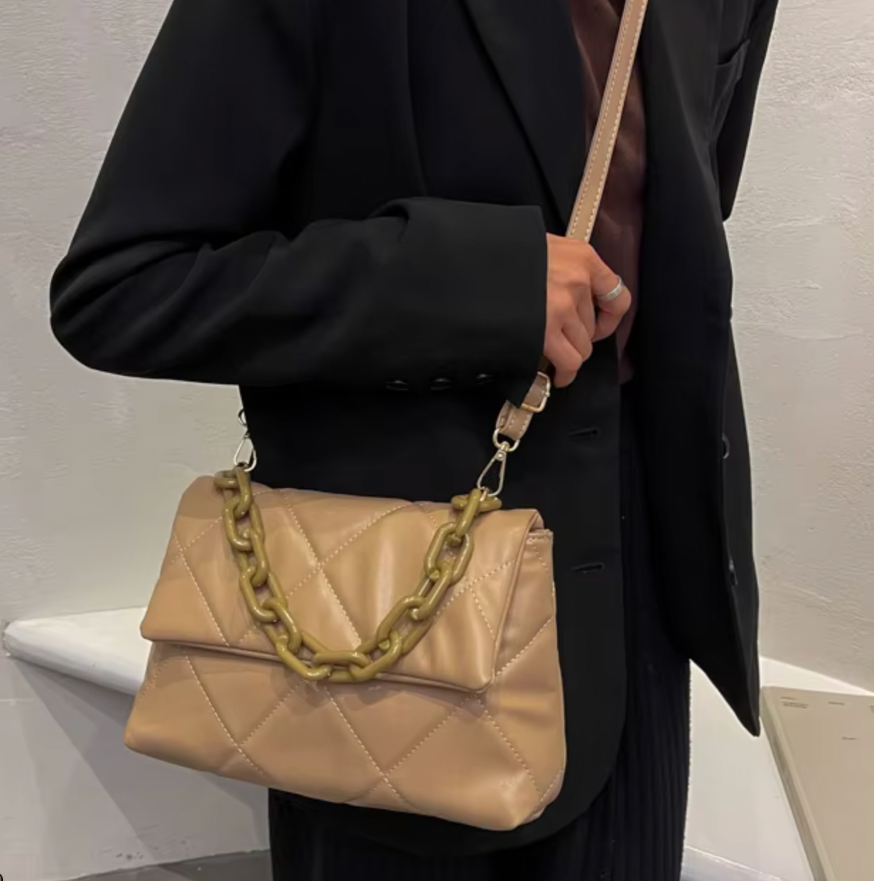 Fluffy Quilted Shoulder Bag – Stylish Purse
