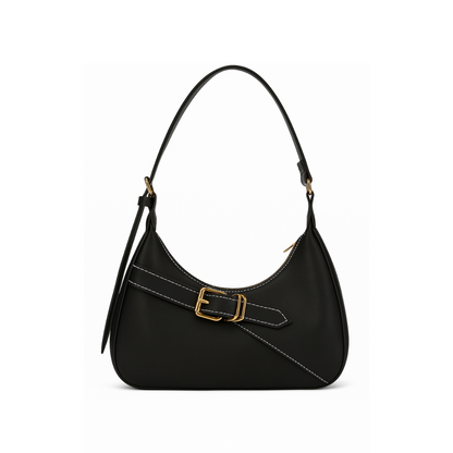 shoulder bag with gold buckle