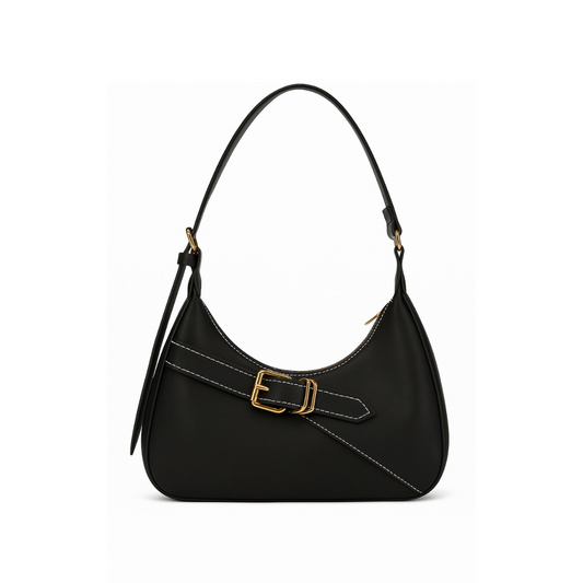 shoulder bag with gold buckle