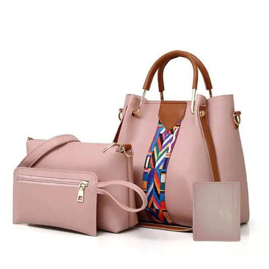 Designer style 4 in 1 pink bag set for ladies